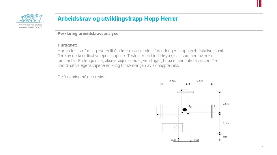 Arbeidskrav og utviklingstrapp Hopp Herrer Forklaring arbeidskravsanalyse Hurtighet: Harres test tar for seg evnen