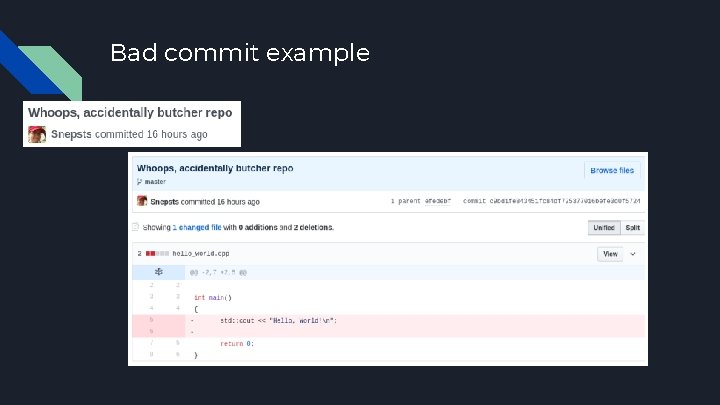 Bad commit example 