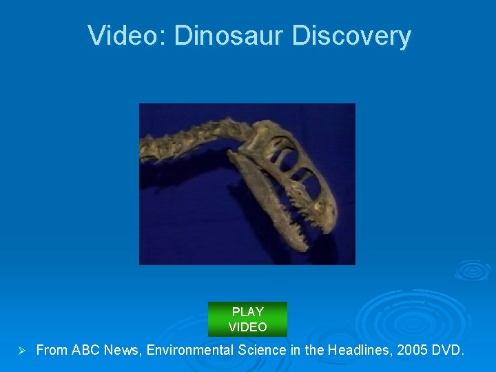Video: Dinosaur Discovery PLAY VIDEO Ø From ABC News, Environmental Science in the Headlines,