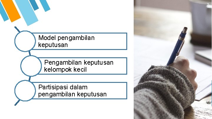 2 Model pengambilan keputusan Pengambilan keputusan kelompok kecil Partisipasi dalam pengambilan keputusan 