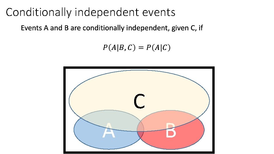 Conditionally independent events • C A B Conditionally independent events • C A B