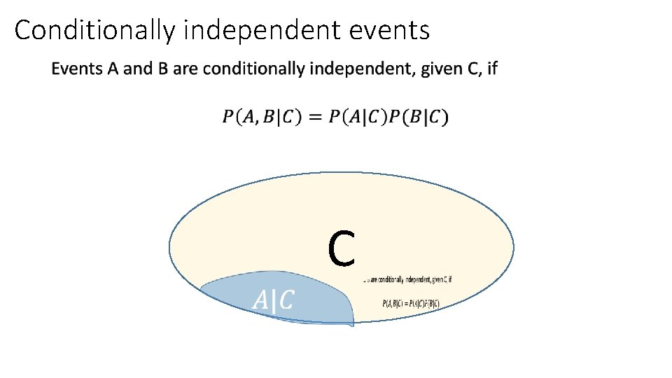 Conditionally independent events • C Conditionally independent events • C