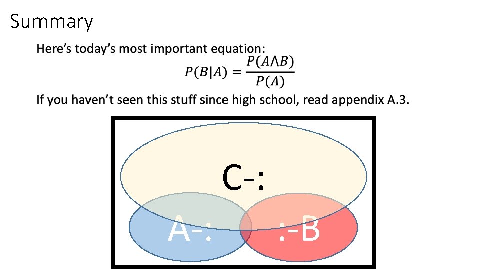 Summary • C-: A-: : -B Summary • C-: A-: : -B