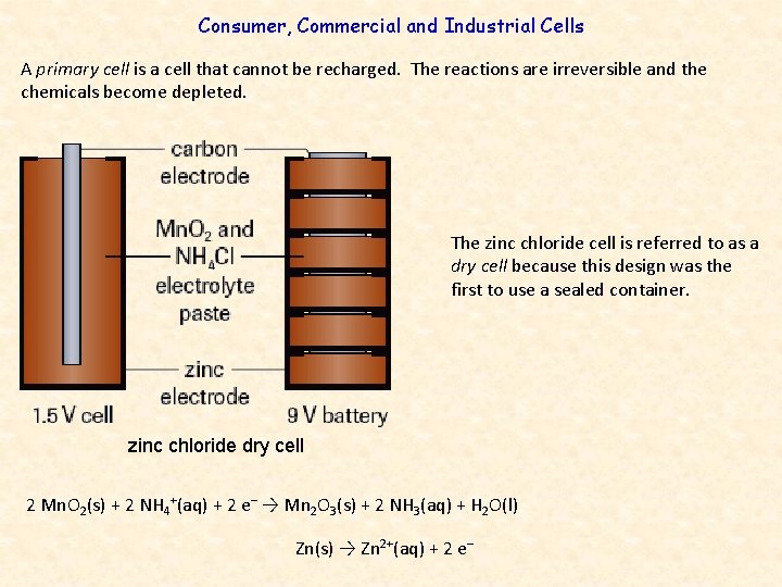 Consumer, Commercial and Industrial Cells A primary cell is a cell that cannot be