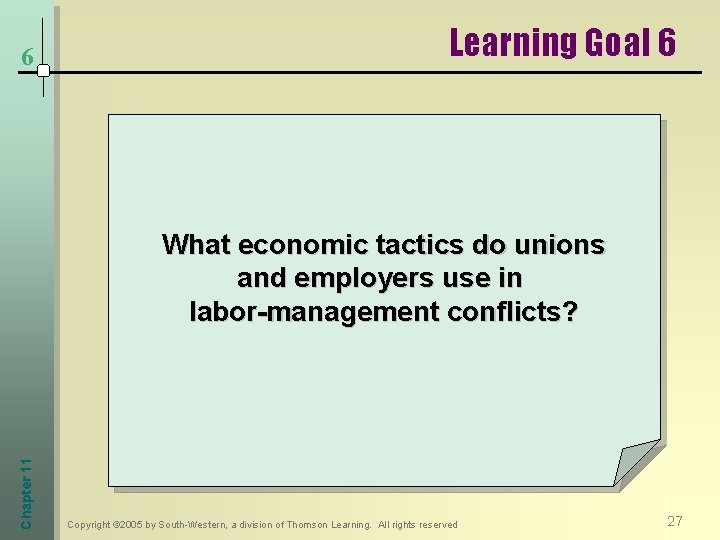 6 Learning Goal 6 Chapter 11 What economic tactics do unions and employers use