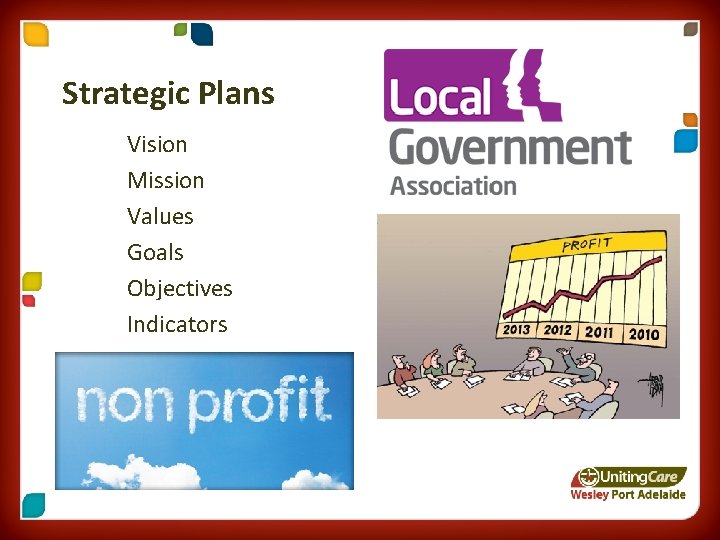 Strategic Plans Vision Mission Values Goals Objectives Indicators 