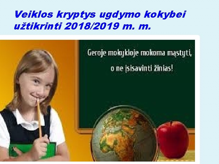 Veiklos kryptys ugdymo kokybei užtikrinti 2018/2019 m. m. 