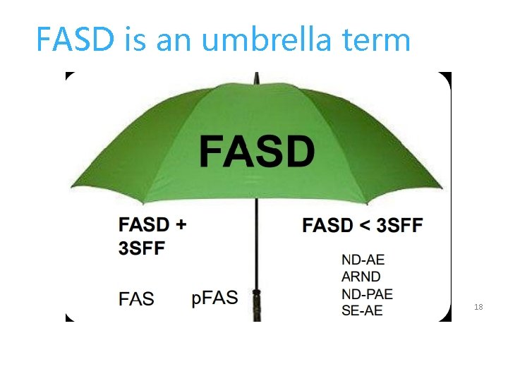 FASD is an umbrella term 18 