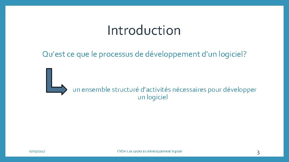 Introduction Qu’est ce que le processus de développement d’un logiciel? un ensemble structuré d’activités