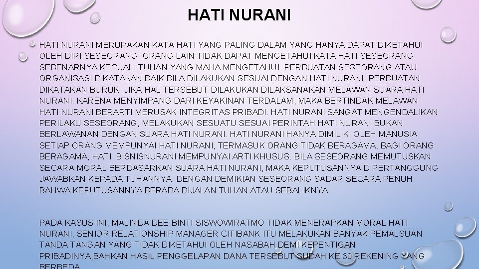 HATI NURANI MERUPAKAN KATA HATI YANG PALING DALAM YANG HANYA DAPAT DIKETAHUI OLEH DIRI