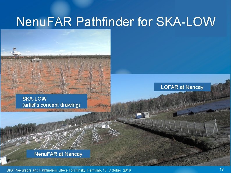 Nenu. FAR Pathfinder for SKA-LOW LOFAR at Nancay SKA-LOW (artist's concept drawing) Nenu. FAR