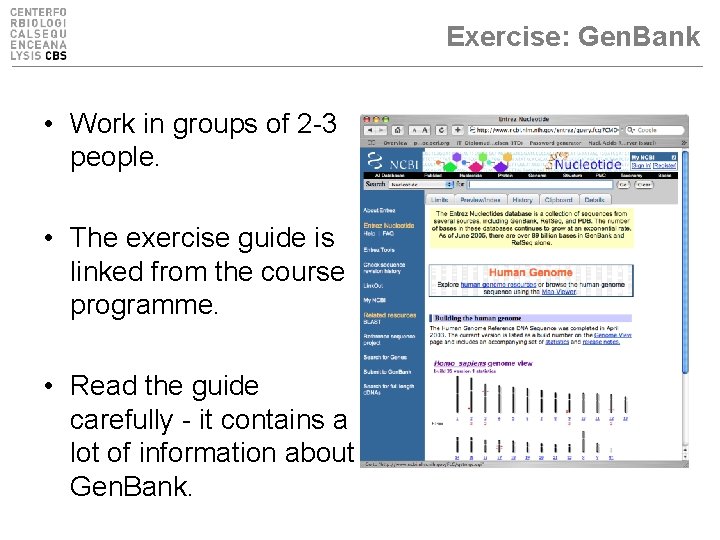 Exercise: Gen. Bank • Work in groups of 2 -3 people. • The exercise