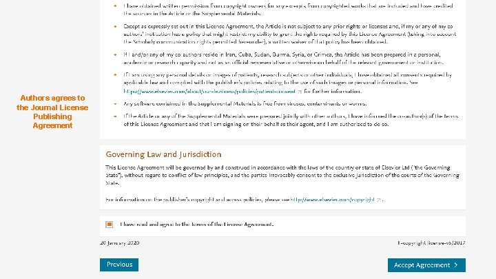 Authors agrees to the Journal License Publishing Agreement 10 