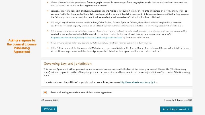 Authors agrees to the Journal License Publishing Agreement 10 