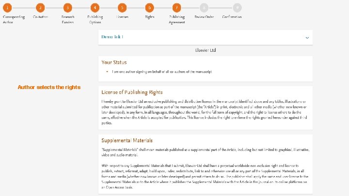 Author selects the rights 8 