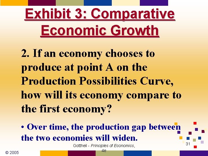 Exhibit 3: Comparative Economic Growth 2. If an economy chooses to produce at point