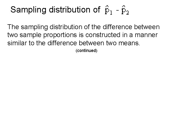 Sampling distribution of The sampling distribution of the difference between two sample proportions is