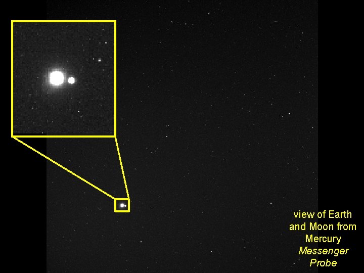 view of Earth and Moon from Mercury Messenger Probe 