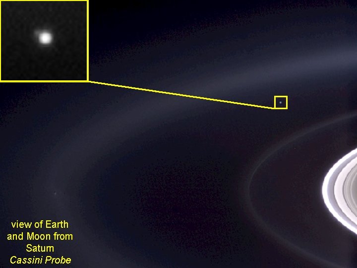 view of Earth and Moon from Saturn Cassini Probe 