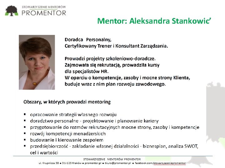 Mentor: Aleksandra Stankowic’ 