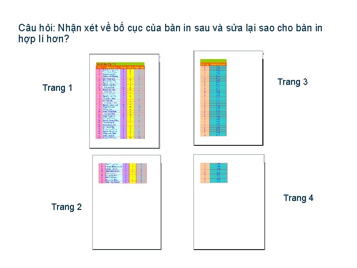 Câu hỏi: Nhận xét về bố cục của bản in sau và sửa lại