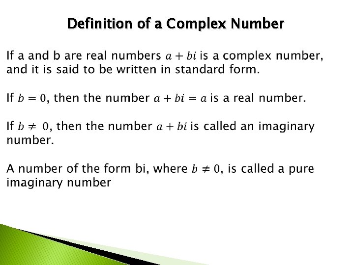 Definition of a Complex Number 