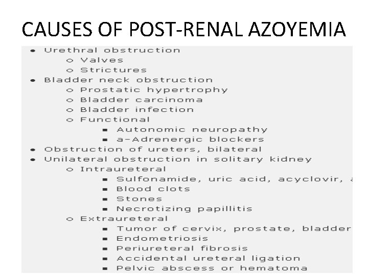 CAUSES OF POST-RENAL AZOYEMIA 