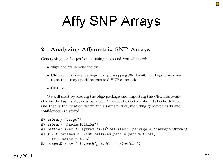 Affy SNP Arrays May 2011 23 