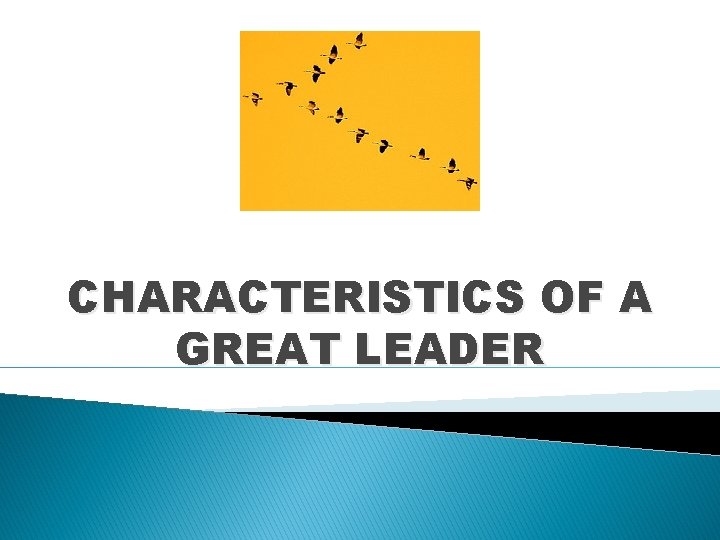 CHARACTERISTICS OF A GREAT LEADER 