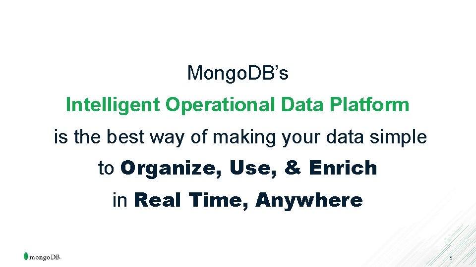 Mongo. DB’s Intelligent Operational Data Platform is the best way of making your data