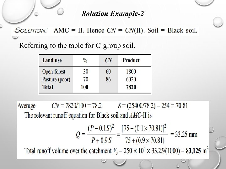 Solution Example-2 Referring to the table for C-group soil. 