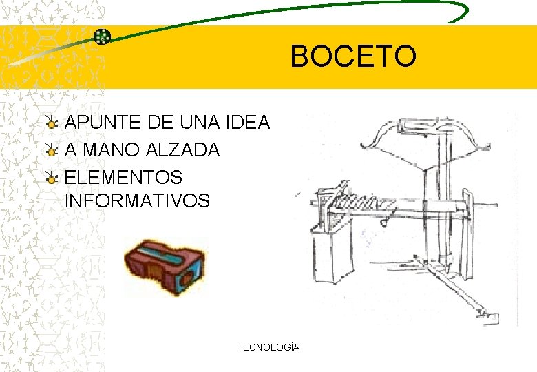 BOCETO APUNTE DE UNA IDEA A MANO ALZADA ELEMENTOS INFORMATIVOS TECNOLOGÍA 