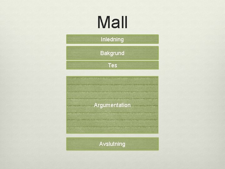 Mall Inledning Bakgrund Tes Argumentation Avslutning 