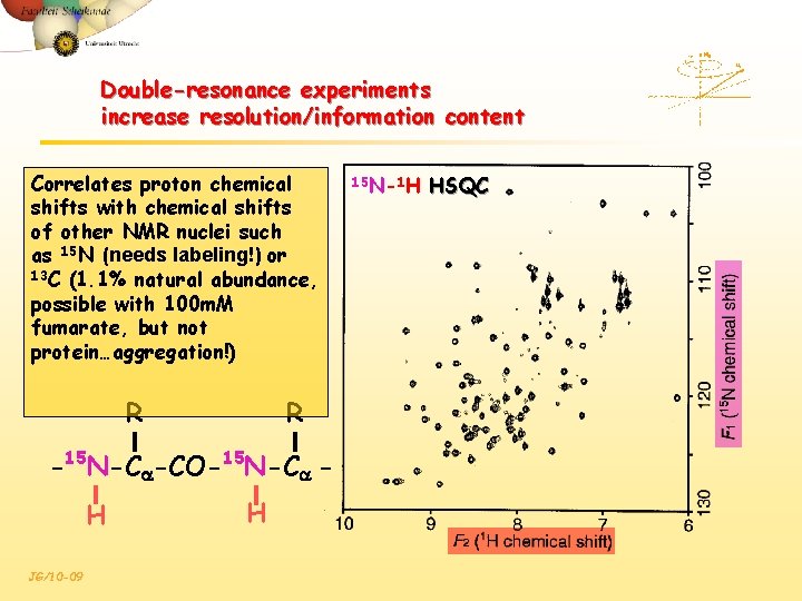 Double-resonance experiments increase resolution/information content Correlates proton chemical shifts with chemical shifts of other