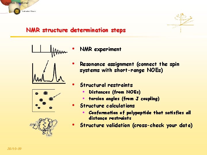 NMR structure determination steps • NMR experiment • Resonance assignment (connect the spin systems