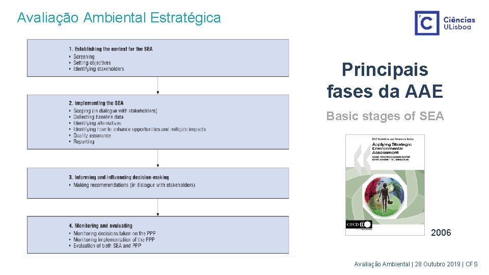 Avaliação Ambiental Estratégica Principais fases da AAE Basic stages of SEA 2006 Avaliação Ambiental