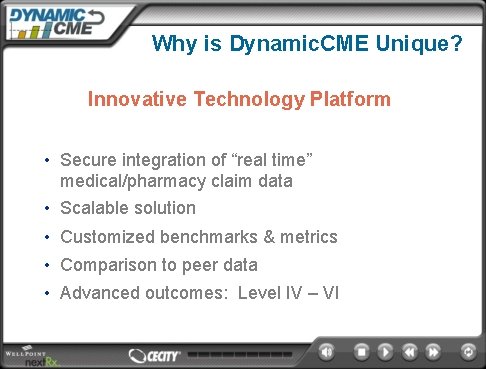 Why is Dynamic. CME Unique? Innovative Technology Platform • Secure integration of “real time”