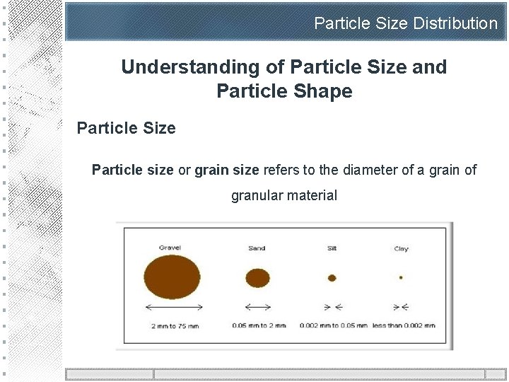 Particle Size Distribution Understanding of Particle Size and Particle Shape Particle Size Particle size