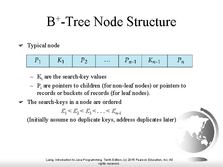 B+-Tree Node Structure F F Typical node – Ki are the search-key values –