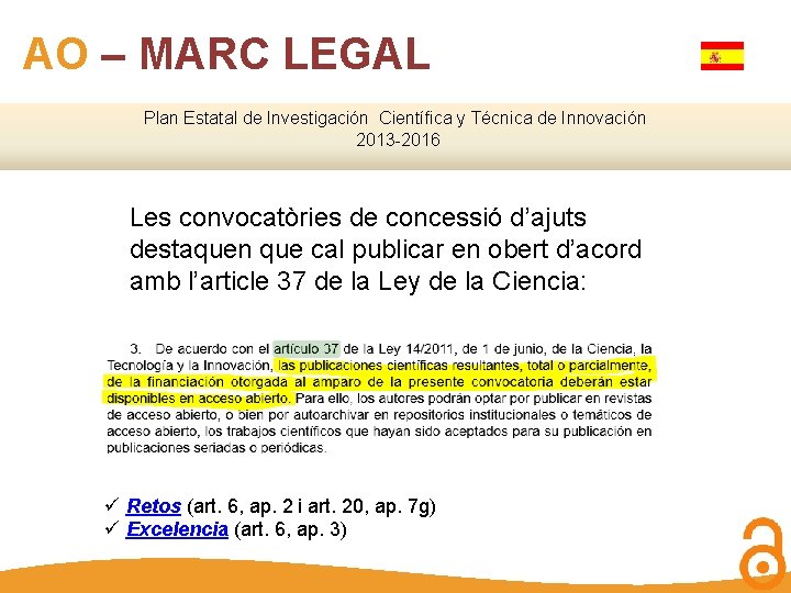 AO – MARC Marc LEGAL legal Plan Estatal de Investigación Científica y Técnica de