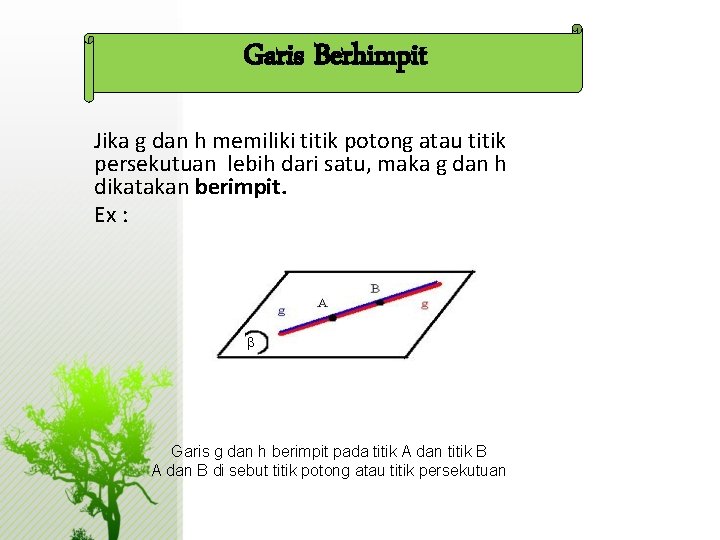 Garis Berhimpit Jika g dan h memiliki titik potong atau titik persekutuan lebih dari