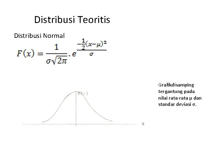Distribusi Teoritis Distribusi Normal Grafikdisamping tergantung pada nilai rata-rata μ dan standar deviasi σ.