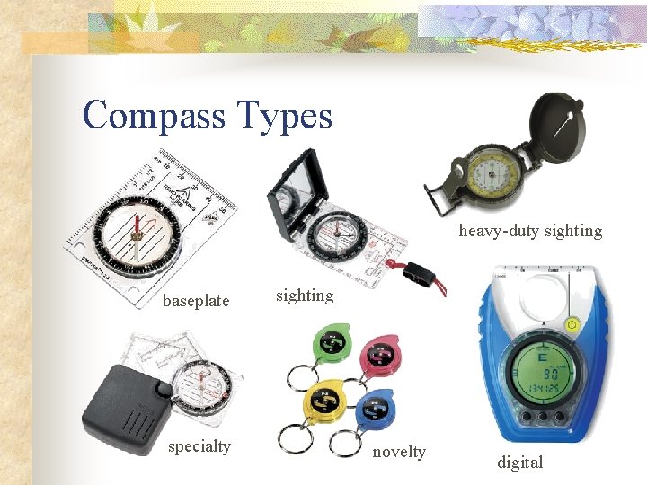 Compass Types heavy-duty sighting baseplate specialty sighting novelty digital 