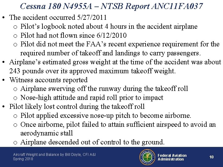 Cessna 180 N 4955 A – NTSB Report ANC 11 FA 037 • The
