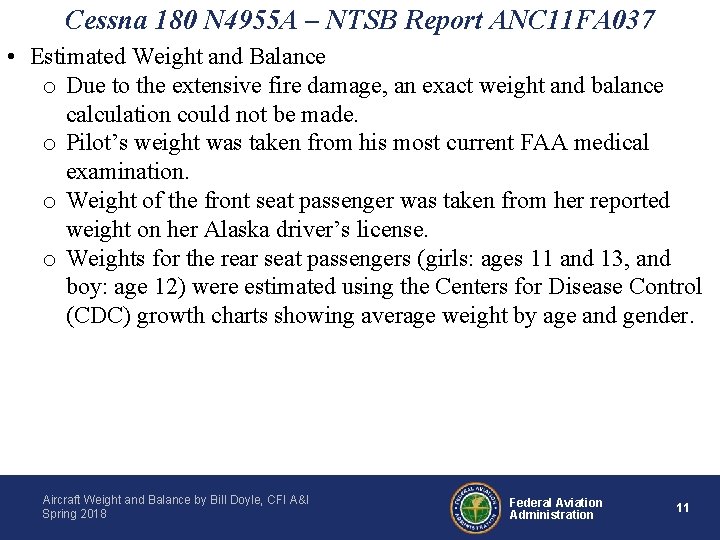 Cessna 180 N 4955 A – NTSB Report ANC 11 FA 037 • Estimated