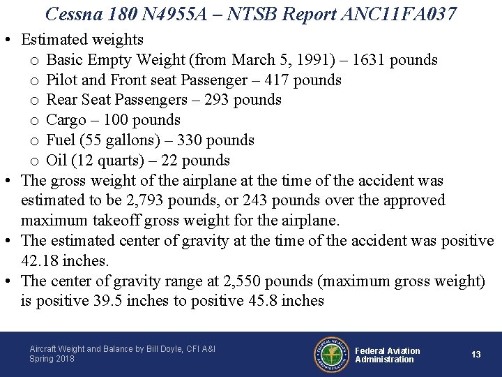 Cessna 180 N 4955 A – NTSB Report ANC 11 FA 037 • Estimated