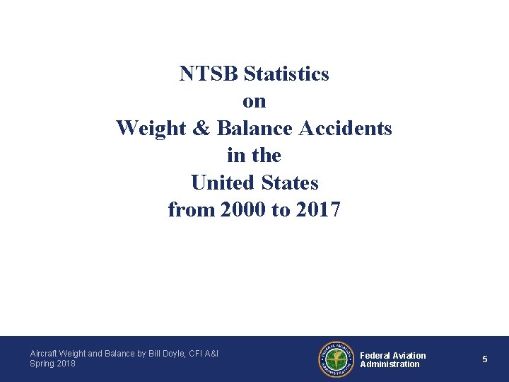 NTSB Statistics on Weight & Balance Accidents in the United States from 2000 to