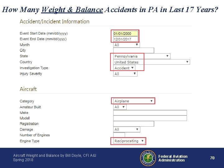 How Many Weight & Balance Accidents in PA in Last 17 Years? Aircraft Weight