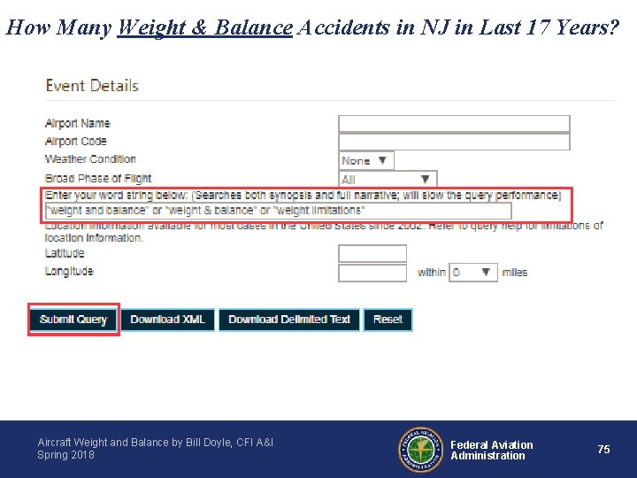 How Many Weight & Balance Accidents in NJ in Last 17 Years? Aircraft Weight