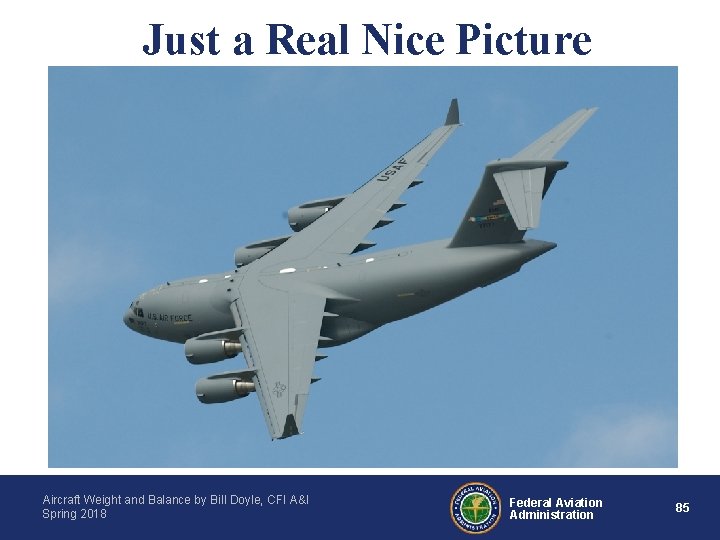 Just a Real Nice Picture Aircraft Weight and Balance by Bill Doyle, CFI A&I